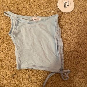 blue one shoulder crop top